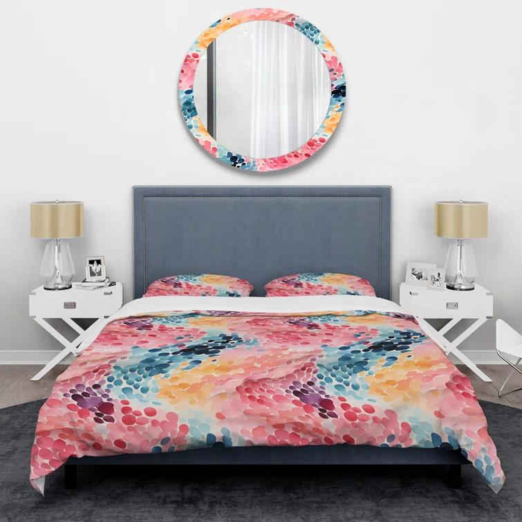 Design Art Watercolor Eccentricity Pink And Blue I Abstract Duvet Cover Set