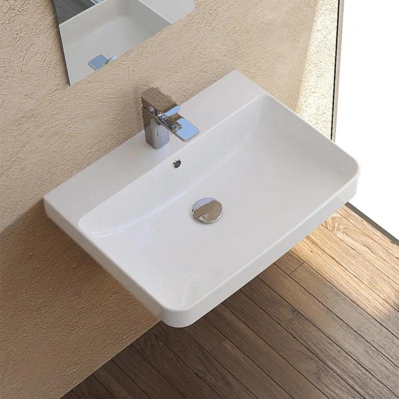 CeraStyle by Nameeks CeraStyle 079600-U-One Hole CeraStyle By Nameeks Noura 18.8'' Ceramic Rectangular Bathroom Sink with Overflow