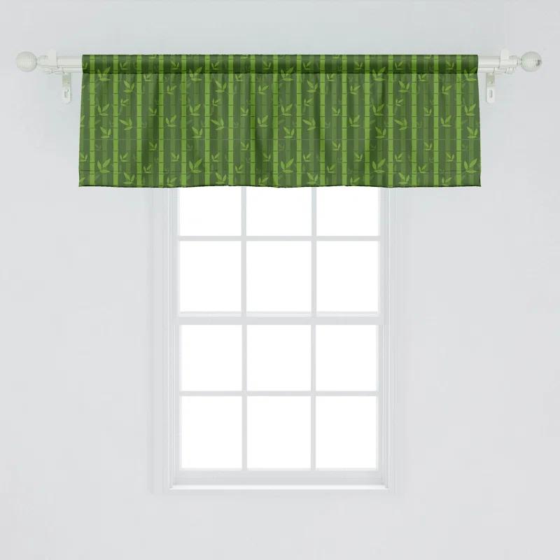 Ambesonne Asian Print Valance Pack of 2 Japanese Pattern Art  Olive Green and Lime Green