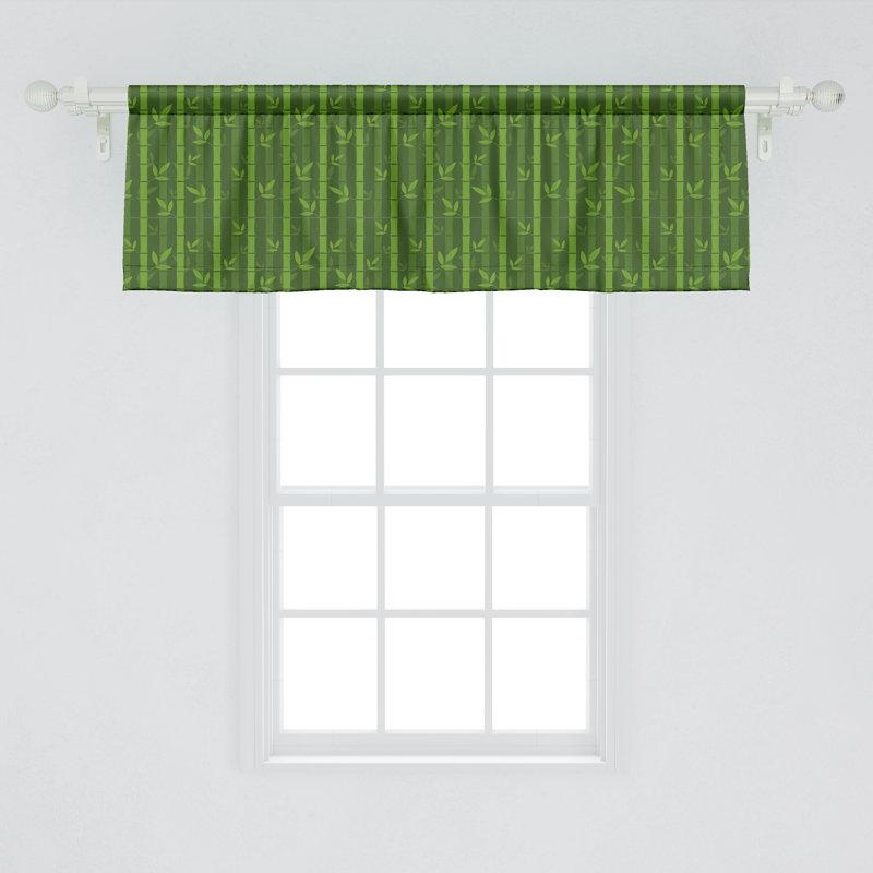 Ambesonne Ambesonne Asian Print Valance Pack of 2 Japanese Pattern Art  Olive Green and Lime Green