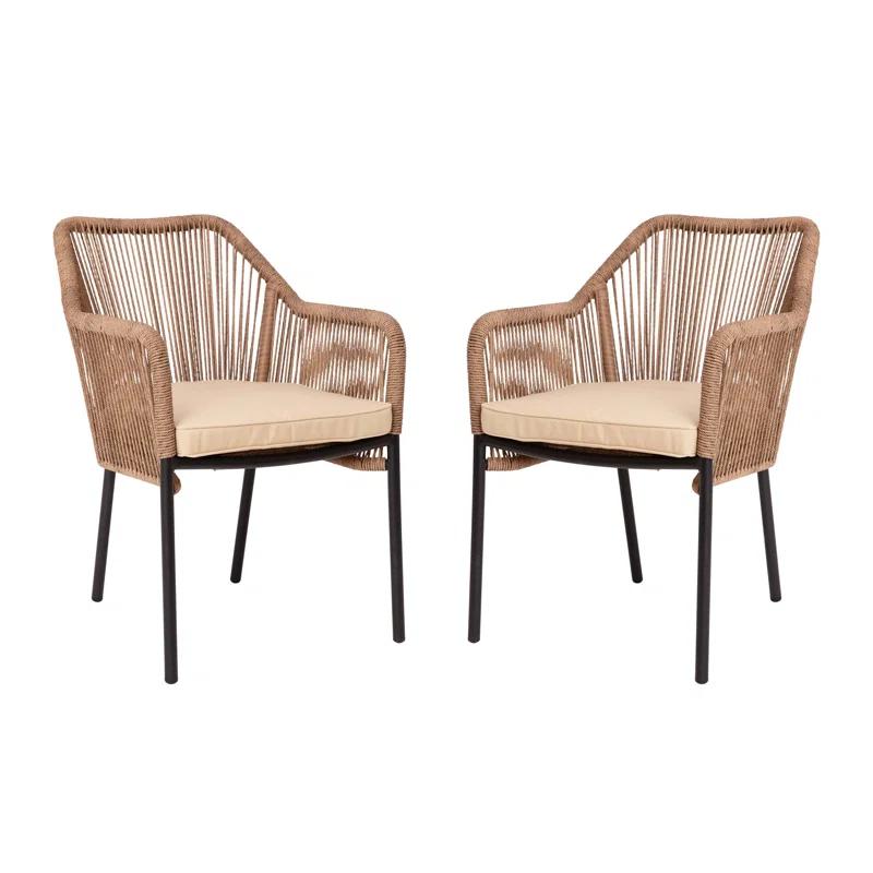 Taylor & Logan Kyla Metal Outdoor Stacking Dining Armchair with Cushion (Set of 2)