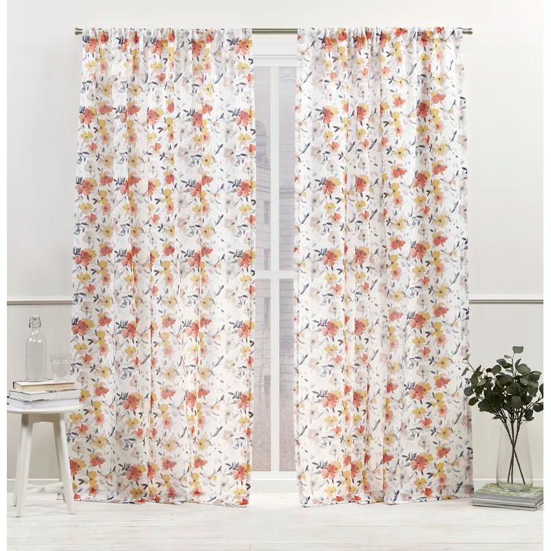 Nicole Miller Nicole Miller New York Hattie Light Filtering, Semi Sheer Rod Pocket Curtain Panels (Set of 2)