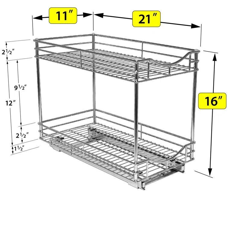 LYNK PROFESSIONAL LYNK PROFESSIONAL Pull Out Cabinet Organizer (2 Tier) Slide Out Drawers for Kitchen, Chrome