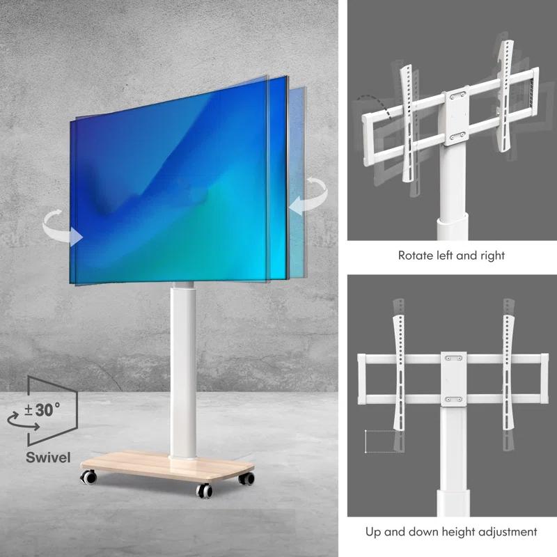 MASTER CRAFT WINDOW AND DOOR Rolling TV Stand For 32 To 65 70 Inch Tvs, Portable Mobile TV Cart On Wheels, Tall Universal TV Floor Stands With Swivel Mount, Fit Corner, Bedroom, Living Room, Small Dorm