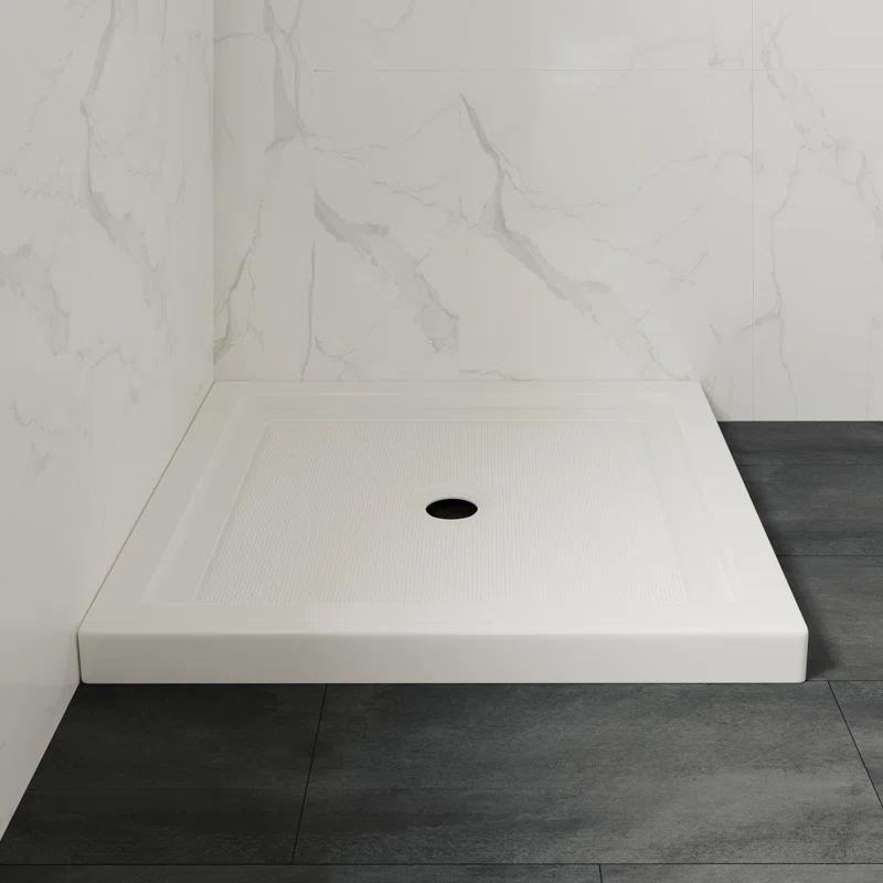 Ove Decors 15SBR-OLIV38-WHTWM OVE Decors 38" x 36" Rectangle Shower Base Pan, White Acrylic, Center Drain, Reversible Design
