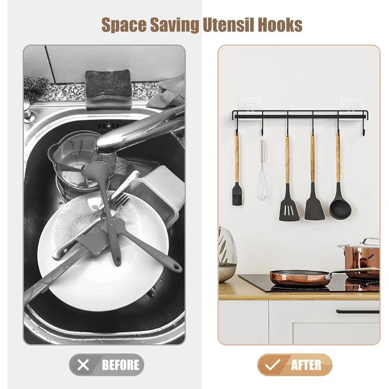 Prep & Savour Kitchen Utensil Rack Wall Mount, Adhesive Kitchen Utensil Hanger No Drilling
