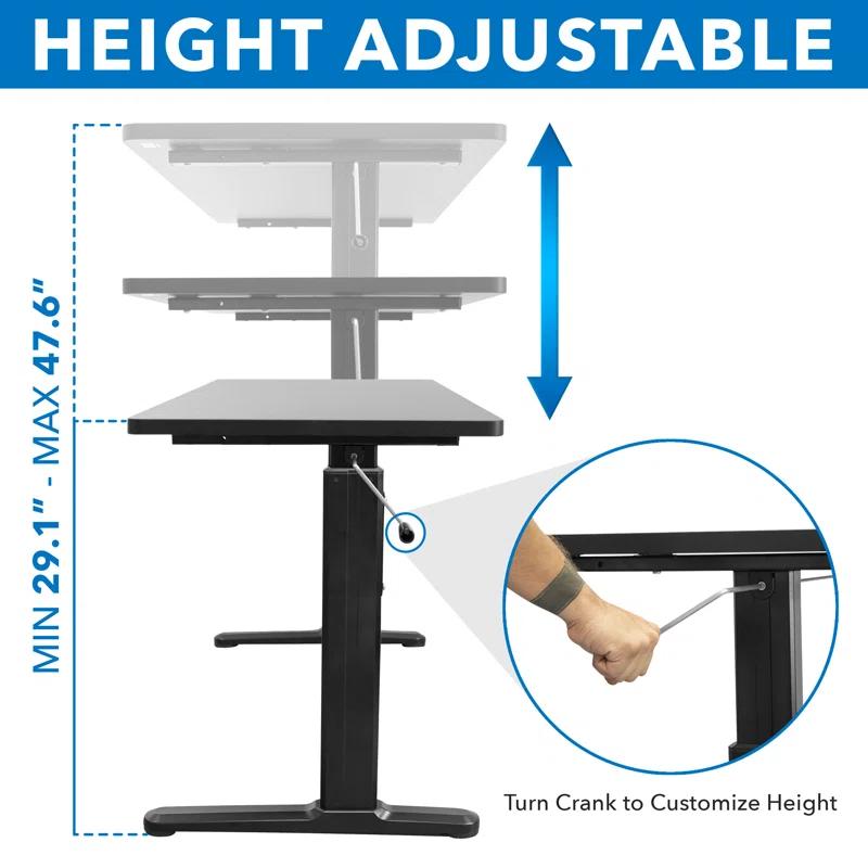 Mount-it Mount-It! Height Adjustable Hand Crank Sit-Stand Desk, Frame and Tabletop Included, 88 Lbs. Capacity