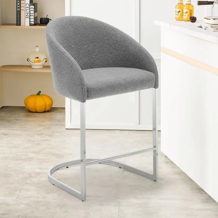 Brayden Studio® Chylee 26'' Boucle Upholstered Counter Stool