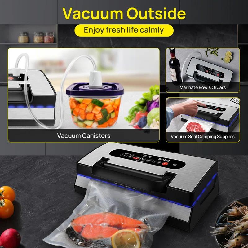 SEATAO SEATAO VH5188 Automatic Vacuum Sealer Machine, 90kPa Multifunction Commercial Vacuum Food Sealer For Food Preservation, Dry & Moist & Food & Extended Modes, LED lights, Double Seal