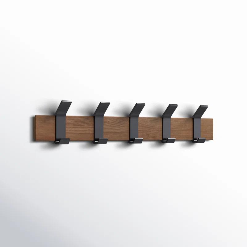 Yamazaki Home Wall-Mounted Coat Hanger, Steel + Wood