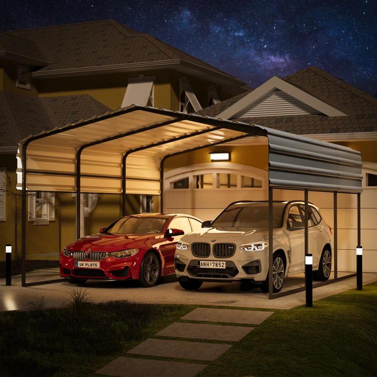 EROMMY 10 Ft. W x 15 Ft. D Carport with Galvanized Steel Roof & Reviews | Wayfair