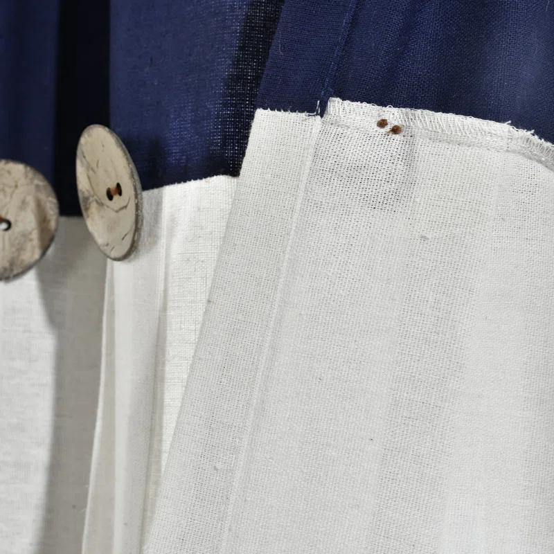 Lush Decor Linen Button Cotton Blend Tailored 29'' W Cafe Curtain (Set of 2)