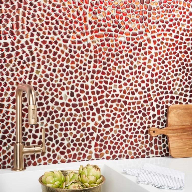 Bond Tile Fractal Pebble 11.88 in. x 11.88 in. Polished Glass Wall Mosaic Tile (0.98 Sq. Ft. / Each)