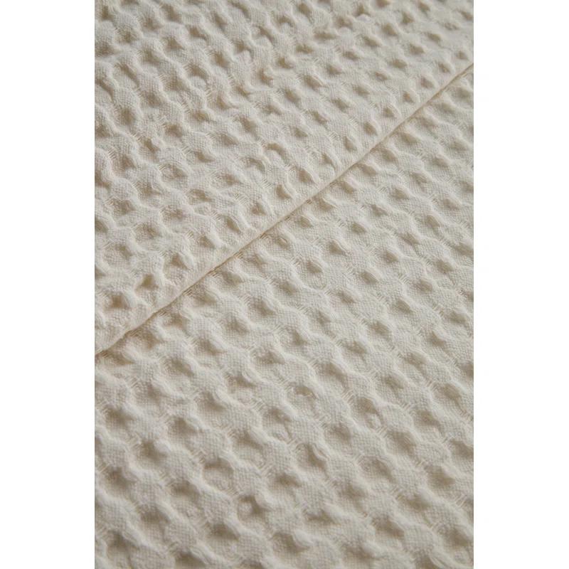 Zuma Cotton Waffle Weave Blanket by Pom Pom at Home - Cream / King