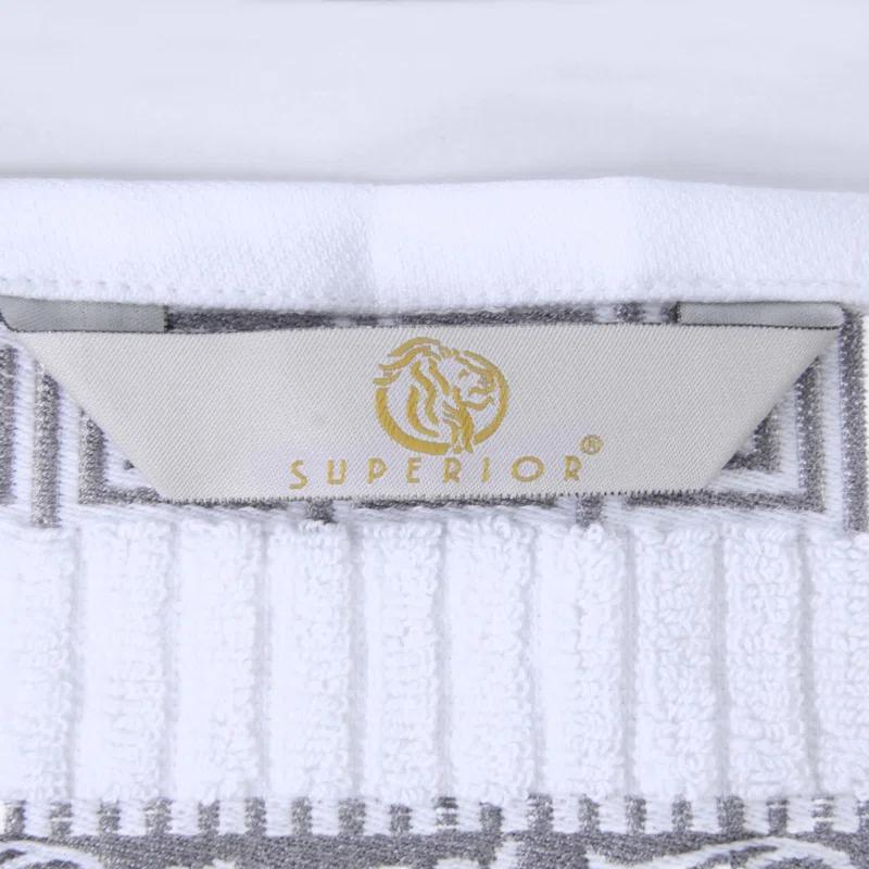 Superior Athens Cotton Medium Weight Floral Border Greek Key Trim 8 Piece Assorted Towel Set by Superior