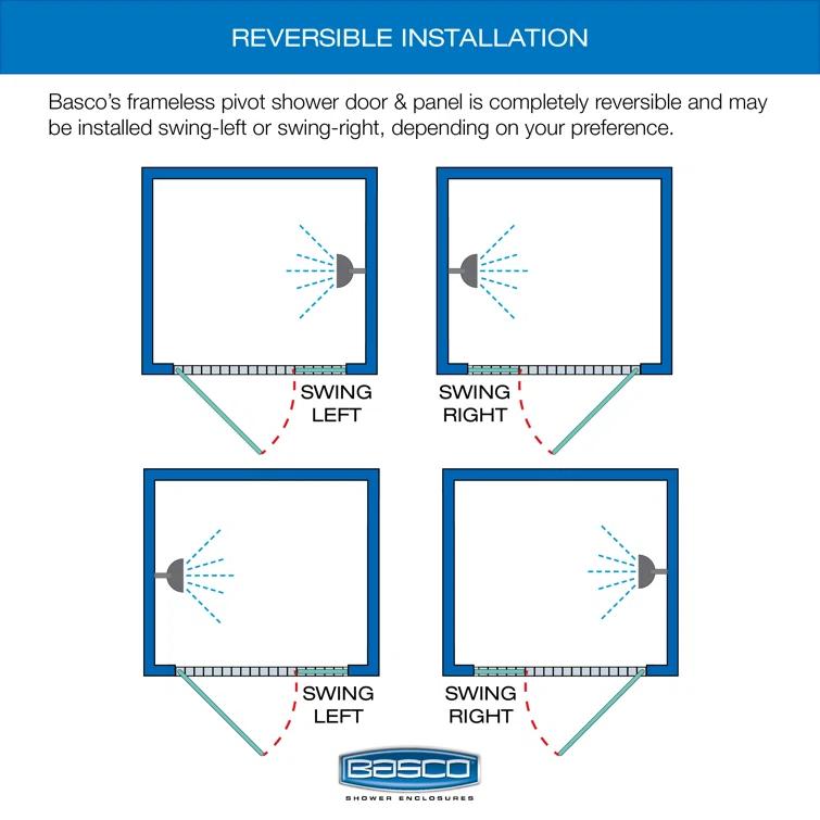 Basco Coppia 60" W x 72" H Frameless Shower Door COPA35A6072XPOR
