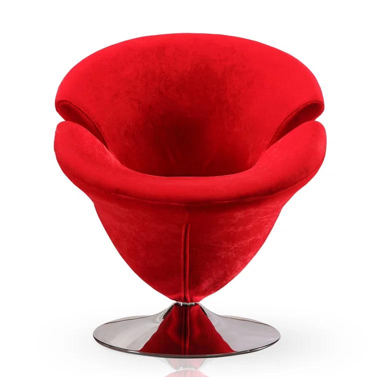 Manhattan Comfort Tulip Velvet Upholstered Swivel Barrel Chair in Red