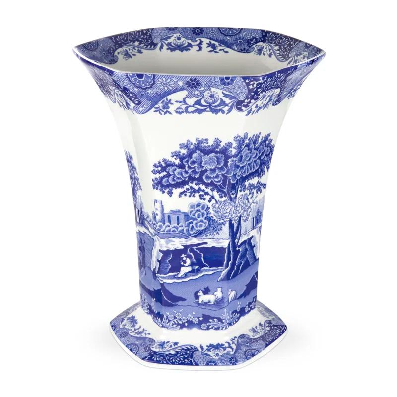 Spode Spode Blue Italian Hexagonal Vase 10.5"