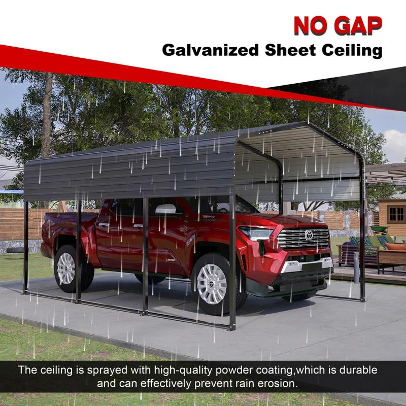 BVNECXP 10X15 Metal Carport Carports With Enhanced Base Heavy Duty Garage Outdoor Galvanized Car Shelter For Car, Boats And Truck