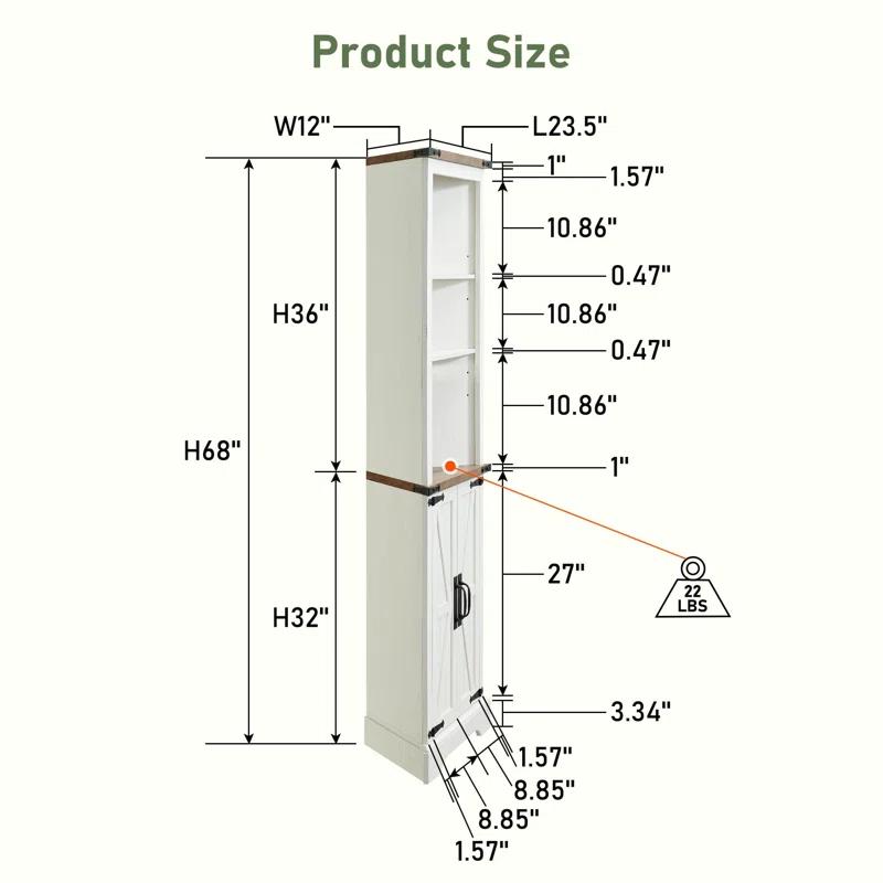 Farmhouse 5 Chest of Drawers, Tall Drawers Dresser with Sliding Barn Door