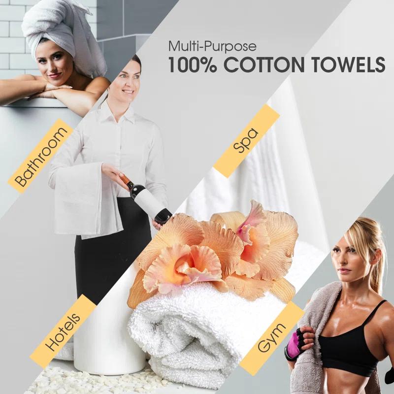 Ample Decor 100% Cotton Washcloth 12 x 12 Inch Highly Absorbent (Set of 10)