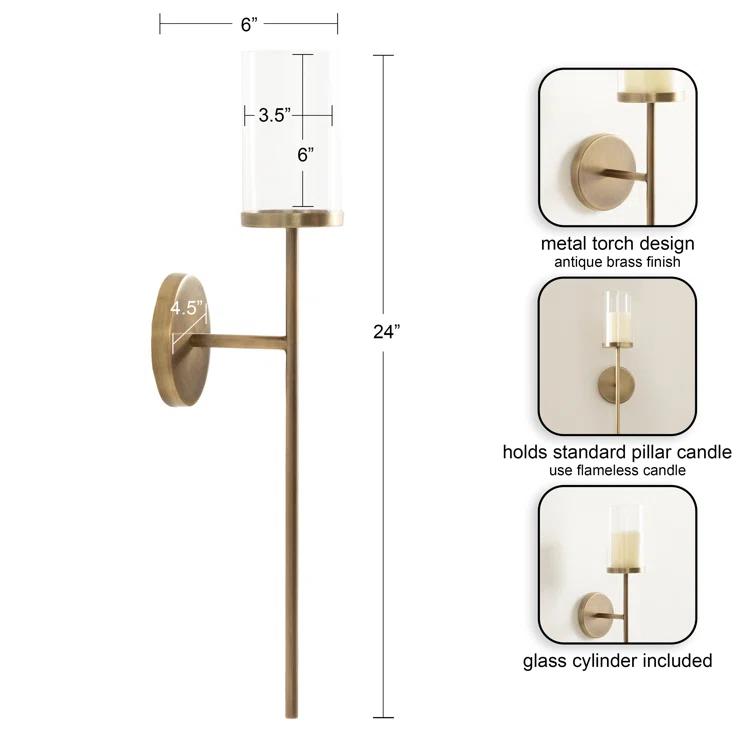 Kate and Laurel Blaise 14.0" Metal Wall Sconce