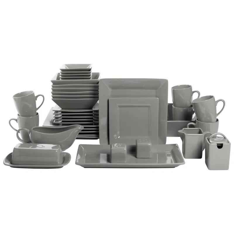 Ten Strawberry Street Nova Square Stoneware 38 Piece Dinnerware Set, Service for 6