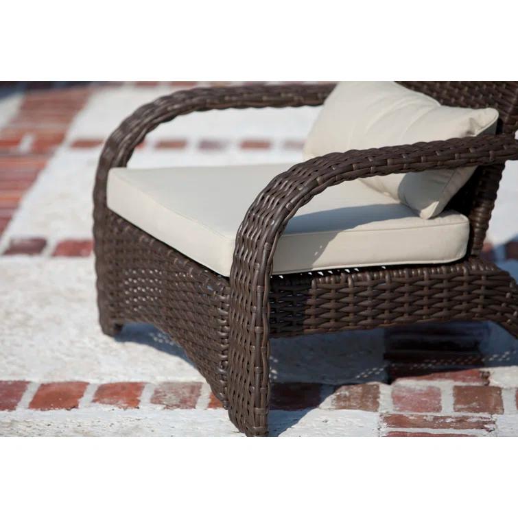 PatioSense Patio Sense Coconino Wicker Lounge Chair, Adirondack Style Includes 3" Thick Beige Cushion & Lumbar Pillow