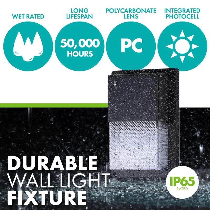 Simply Conserve 100-Watt Equivalent Integrated LED Black Mini Wall Pack Light, 4000K