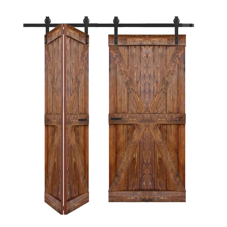 IsLife K Style Finished Solid Wood Bi-Fold Double Barn Door With Hardware Kit -Assembly Needed