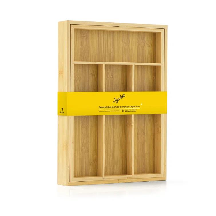 JoyJolt JoyJolt Bamboo Expandable Flatware Drawer Organizer for Kitchen Utensils