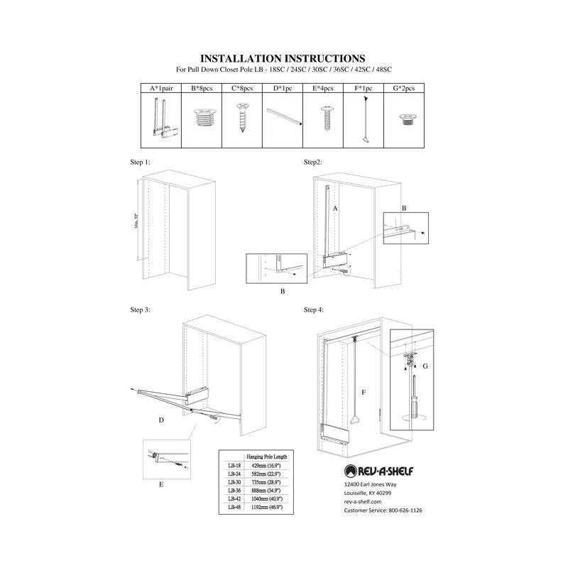 Rev-A-Shelf Rev-A-Shelf Telescoping Closet Hanging Valet Rod