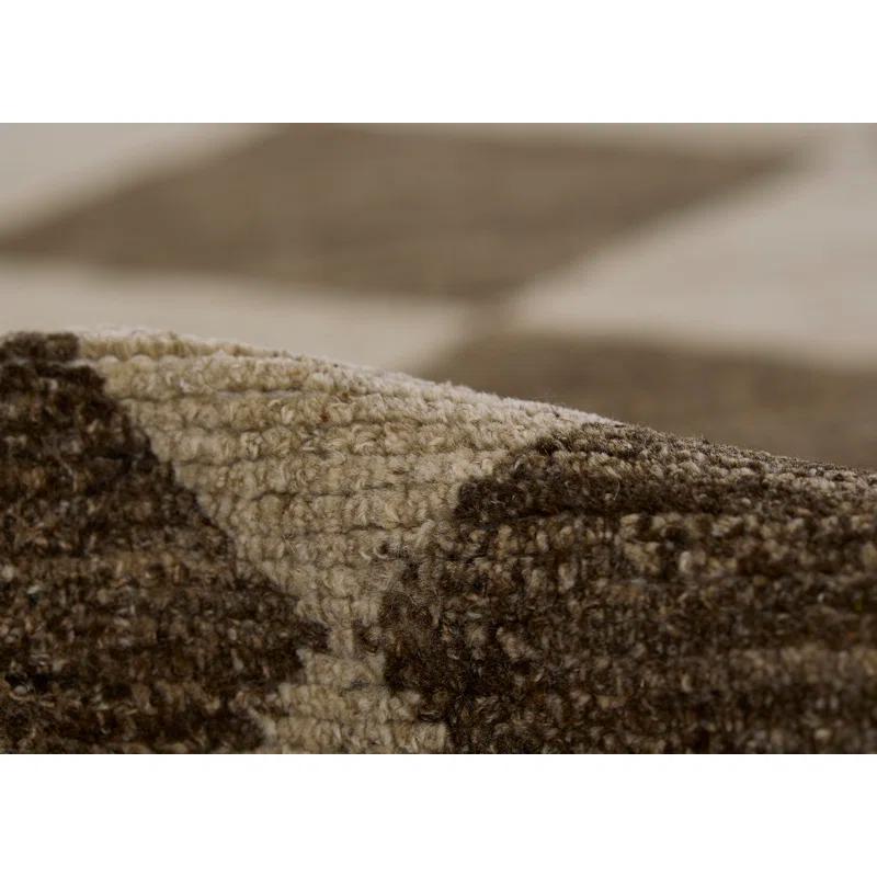 Winnie Geometric Hand-Knotted Wool Area Rug in Brown/Tan