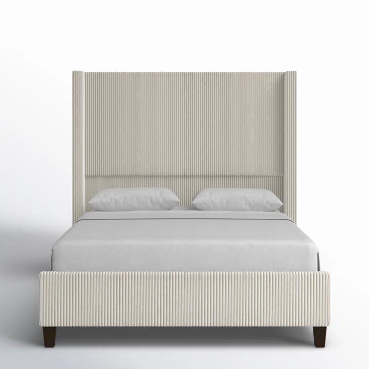 Willa Arlo™ Interiors Dunwoody Upholstered Wingback Queen Size Platform Bed,Cream