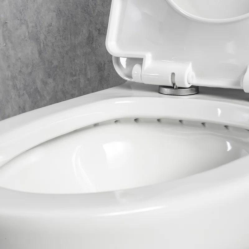1-Piece 0.8/1.28 GPF Dual Flush Elongated Modern Toilet Soft Closing Seat, Quick Release In White Seat Included