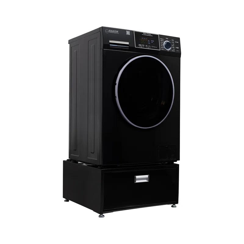 Equator Advanced Appliances All-in-one Washer Dryer Ventless FULLY BUILTIN 0-CLEARANCE 1.62cf/15lbs 110V 1400RPM with Pedestal EZ 4700 C + PDL 4455 Black