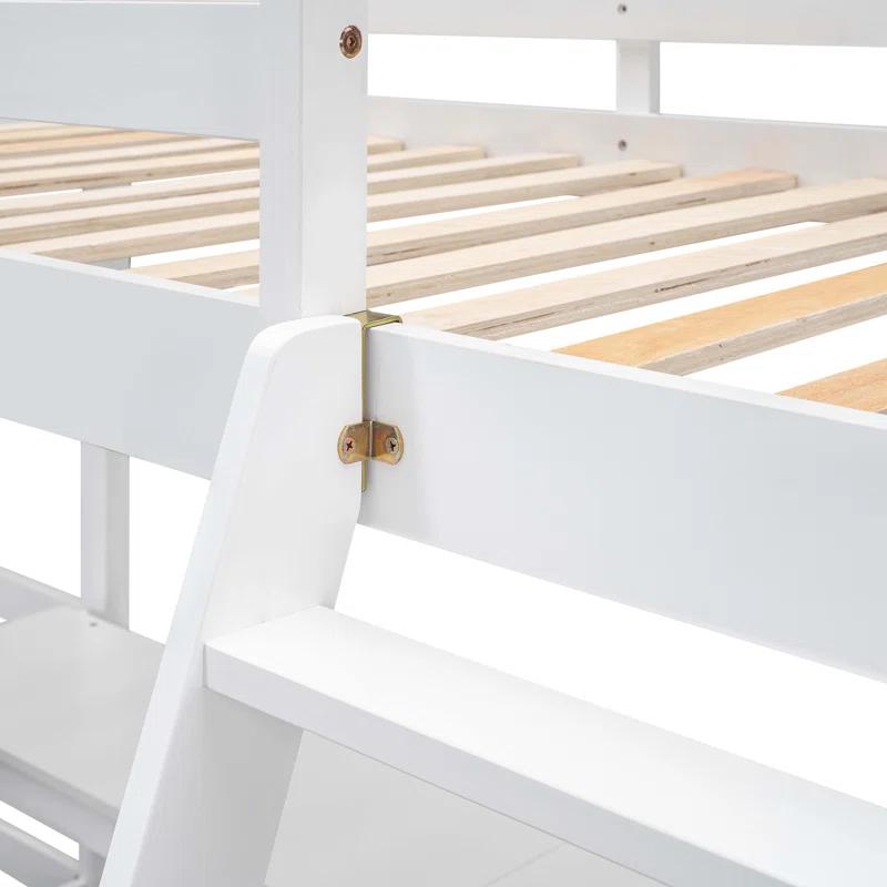 Blendoi Brooke Wood Twin Size L-Shaped Loft Bed with Ladder and 2 Built-in L-Shaped Desks, White