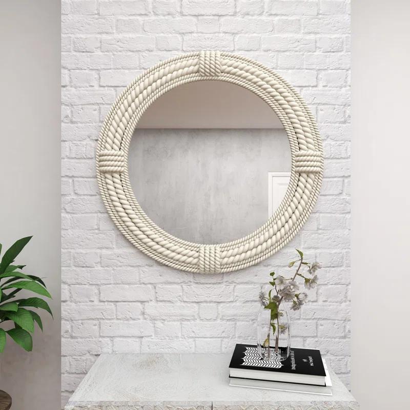 Birch Lane™ Frony Wooden Coiled Rope Room Wall Mirror with Wrapped Rope Accents