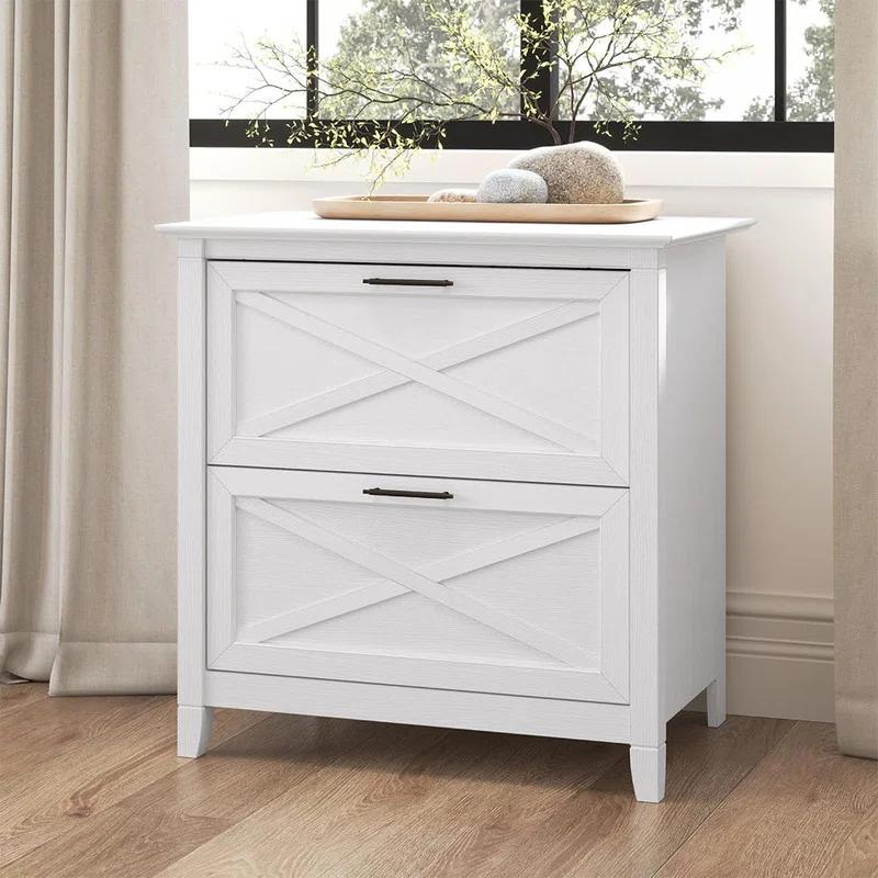 Rosalind Wheeler 2 Drawer Lateral File Cabinet In Linen Oak | Document Storage For Home Office | Accent Chest With Drawers