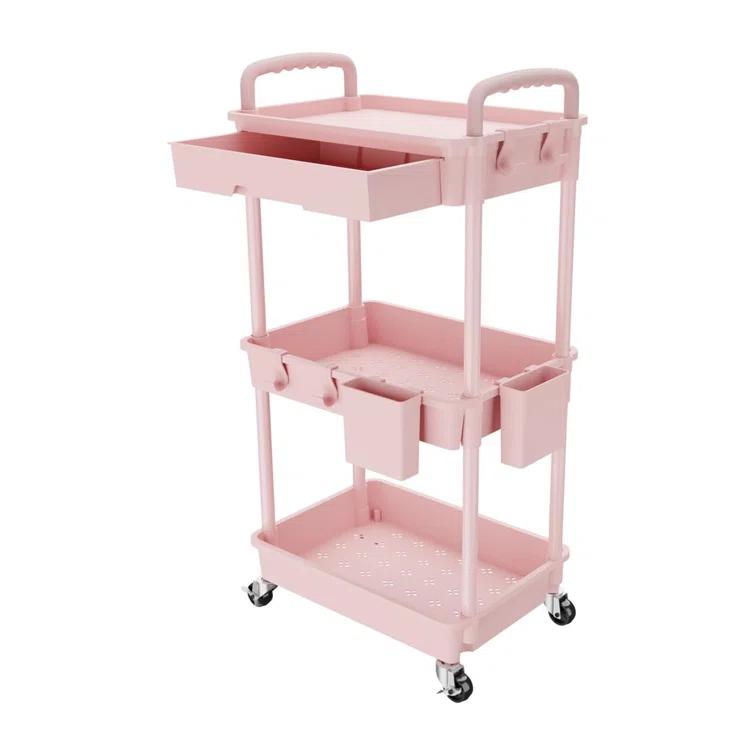 Ebern Designs 3 Tier Rolling Utility Cart With Drawer,utility Cart Made Of Multifunctional Storage Organizer Tool For Kitchen,bathroom,living Room,office