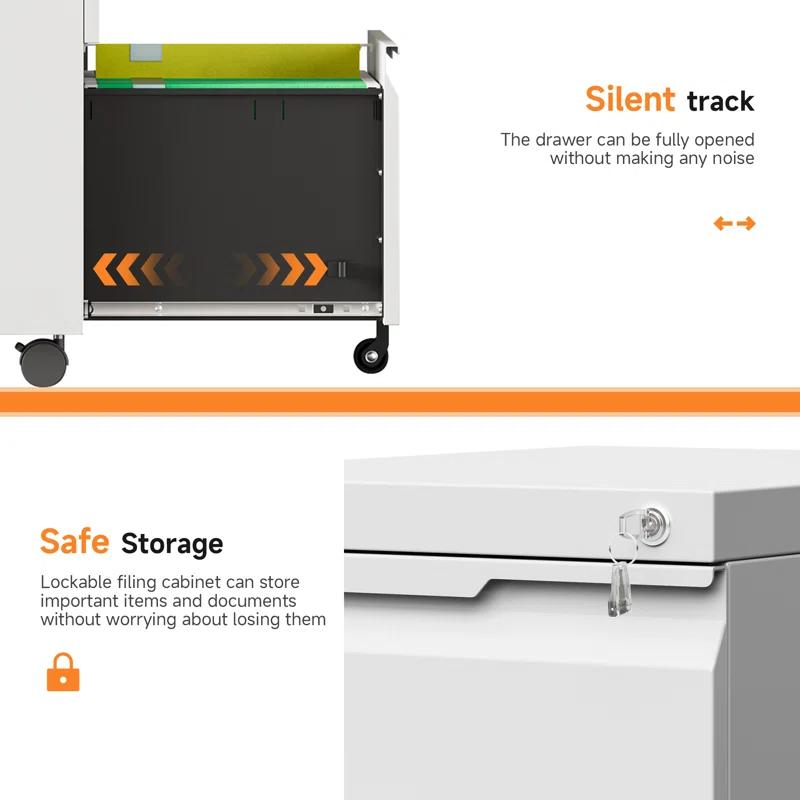 COOLSUN 14.6'' Wide 2-Drawer Mobile Steel File Cabinet