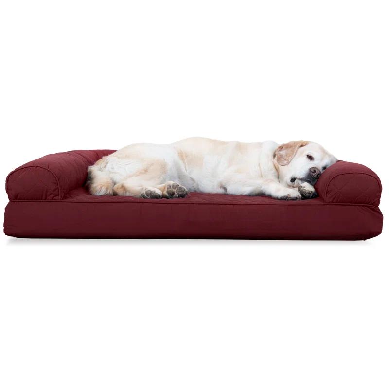 FurHaven Quilted Orthopedic Bolster Sofa Pet Bed