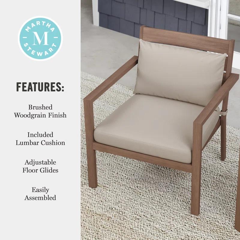 Martha Stewart Martha Stewart Bedford All-Weather Patio Accent Chairs with Seat and Lumbar Cushions (Set of 2)