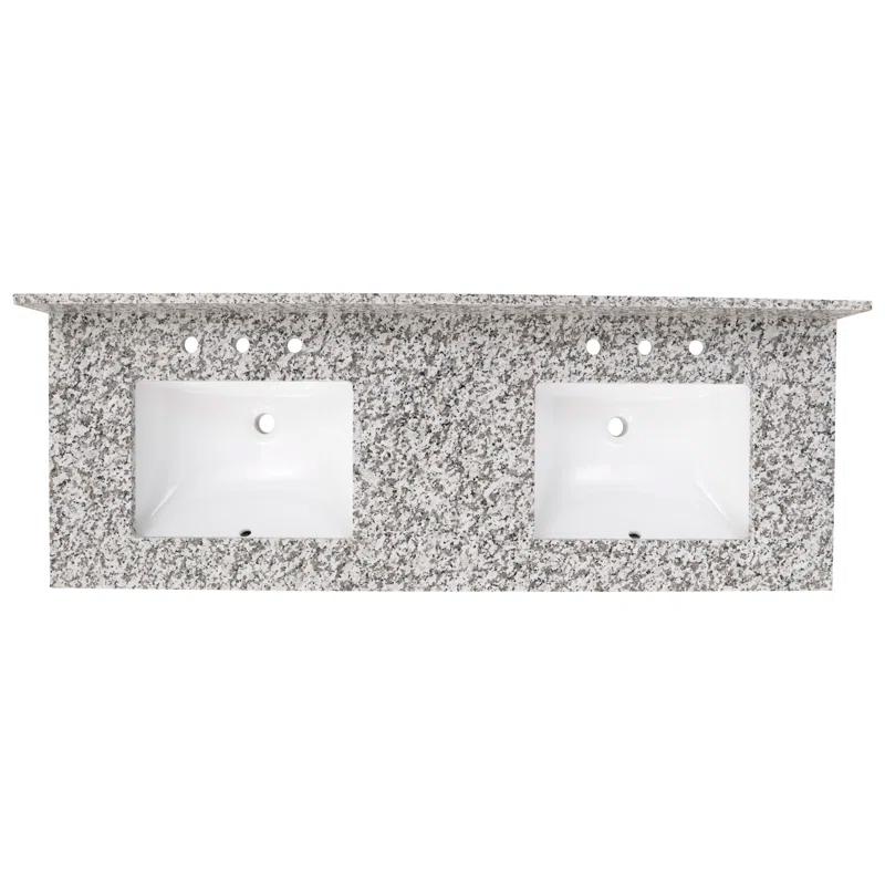 61 in. x 22 in. D Bathroom Vanity Top with Double Sinks