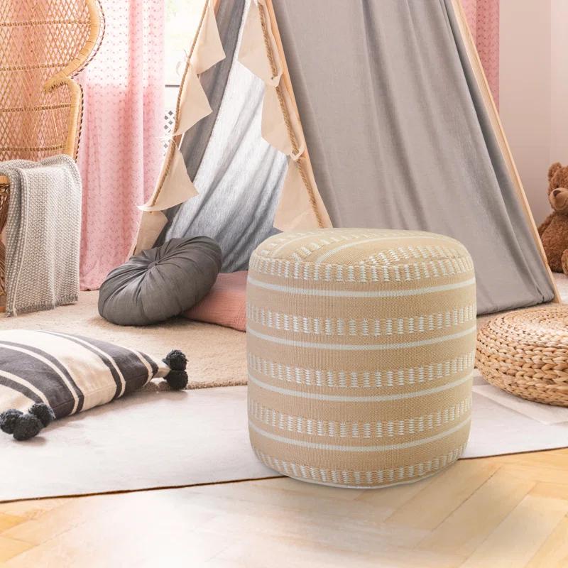 Langley Street® Lebo Coastal Striped Indoor/Outdoor Upholstered Pouf