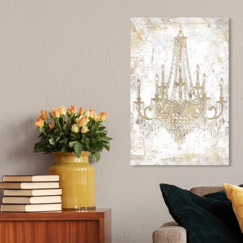 Oliver Gal Prints Fashion And Glam " Fashion And Glam White And Gold Chandelier " by Oliver Gal