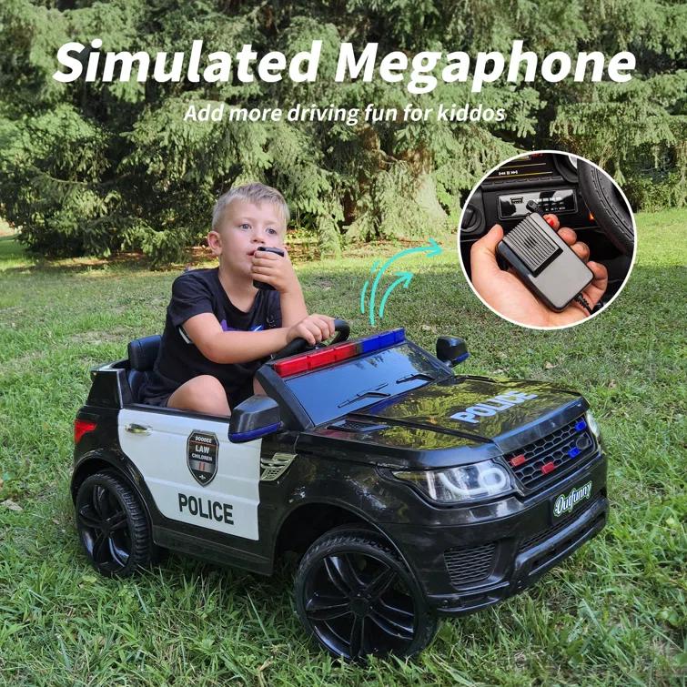 Outfunny Electric Police Car for Kids, 12 Volt Kids Ride on Toy Car with Remote Control, Bluetooth, Megaphone