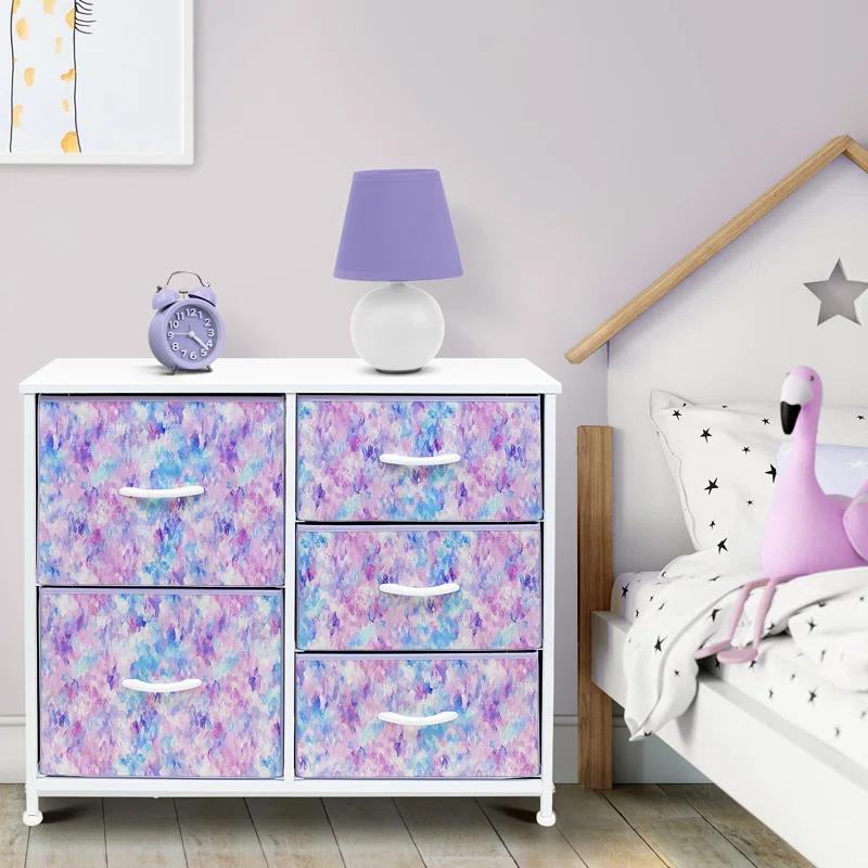 Sorbus 5 Drawers Dresser with Steel Frame and Wood Top