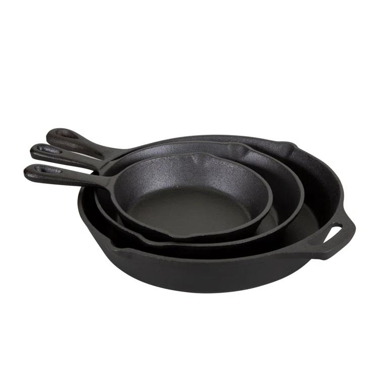 Oster 3 Piece Cast Iron Pre-Seasoned Frying Pans