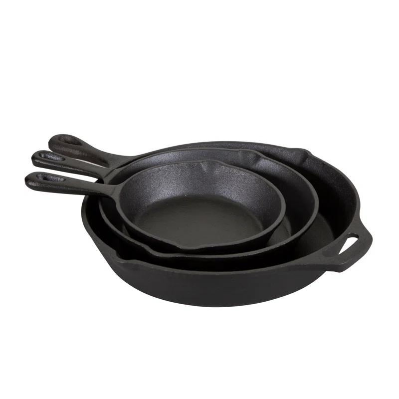 Oster 3 Piece Cast Iron Pre-Seasoned Frying Pans
